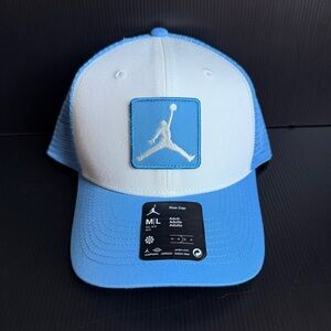 NWT Nike Jordan Jumpman Rise Carolina Blue White Adjustable Trucker Hat Size M/L